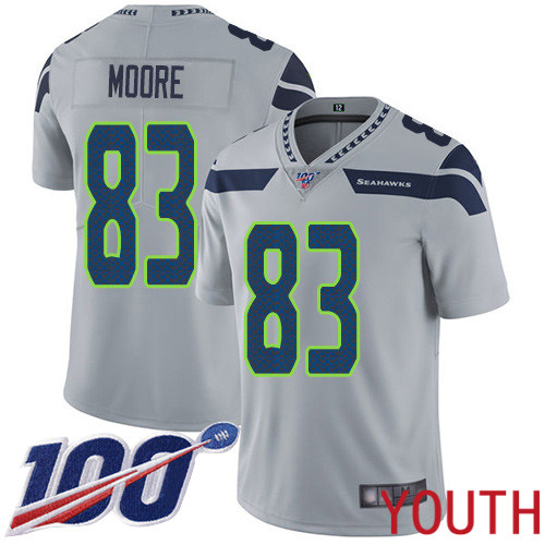 Seattle Seahawks Limited Grey Youth David Moore Alternate Jersey NFL Football 83 100th Season Vapor Untouchable